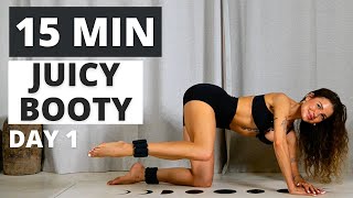 DAY 1/7 15 Min JUICY BOOTY Power Pilates Workout| No Repeat| No Equipment