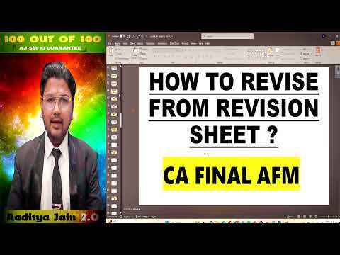 How to Revise CA Final AFM from Master Revision Sheet ! Success key for CA Final AFM ! Aaditya Jain