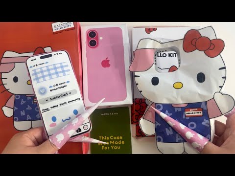 [☁️Tutorial☁️] iPhone 16 Unboxing✨ | ASMR | Squishy | Sanrio | Hello Kitty | Satisfying | Paper diy