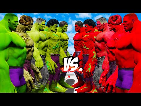 TEAM GREEN HULK vs TEAM RED HULK - HULK BATTLE - EPIC SUPERHEROES WAR