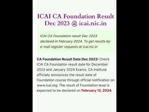 CA FOUNDATION DECEMBER 2023 EXPECT RESULTS DATE #cafoundation #result #caresults