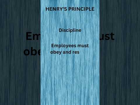 Discipline #principles of management #Henry principles