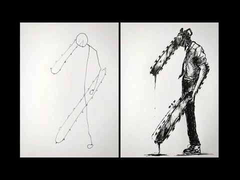 How to Draw ChainsaStickMan drawing | easy drawing