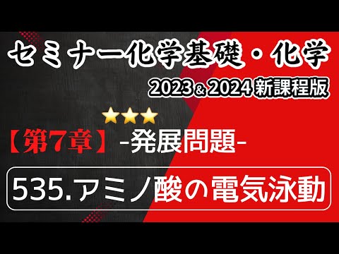 【セミナー化学基礎＋化学2023・2024】発展問題535.アミノ酸の電気泳動(新課程)解答解説