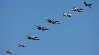 岐阜基地航空祭 2023 予行 異機種大編隊 機動飛行 C-2 F-2 F-15 T-4 JASDF Gifu Air Show Rehearsal