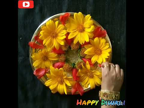 #easy thali decoration ideas with flowers 🌺🪔🌸 #shots #rangoli #ytshorts #diwalidecoration