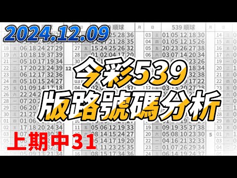 【今彩539】 【上期中31】【2024/12/09】【今彩539參考號碼：12 23 29 38 39】【本期特別參考號碼13 34 36】