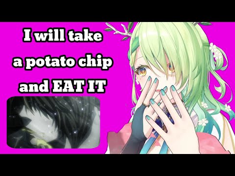 Fauna doing the death note potato chip meme