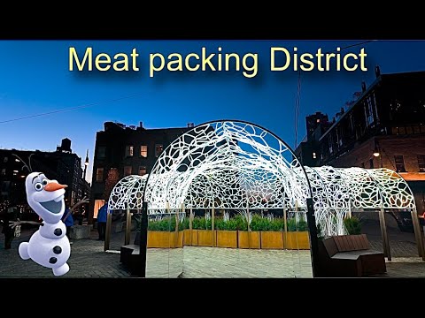 Christmas Lights in Meatpacking District & Evening Walk on The High Line New York City 4KHDR