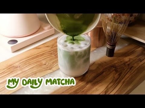 ASMR | Daily Matcha Latte Routine | Iced Matcha Latte