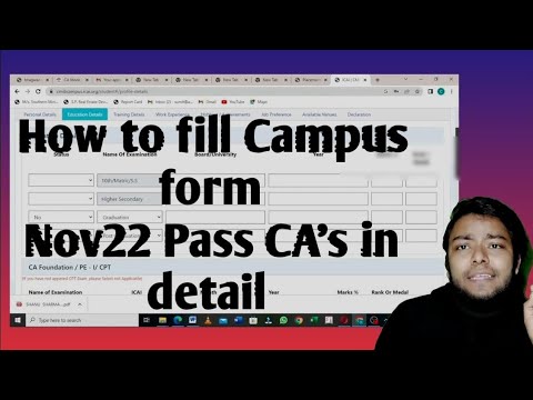 How to fill ICAI Campus form online_ for Nov 22 Qualified CA's| CA Campus form Nov22