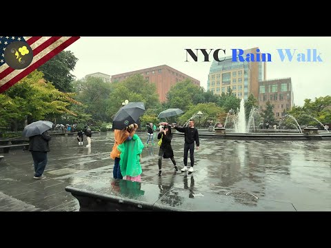 New York City Rain Walk , Virtual 4k Relaxing Tour ,