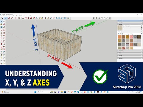 Understanding Axes in SketchUp Pro 2023 | Red Axis (X-Axis), Green Axis (Y-Axis), Blue Axis (Z-Axis)