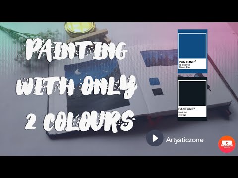 Art Journal| Acrylic painting with only 2 colours|Blue&Black painting