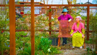 北国の春の庭を愉しむ66歳の母と91歳のおばあちゃん｜カルボナーラと野菜料理