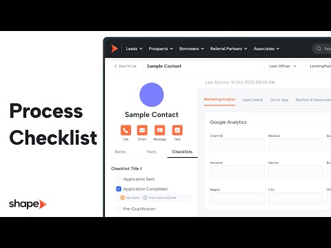 Manage Process Checklists in Shape Software