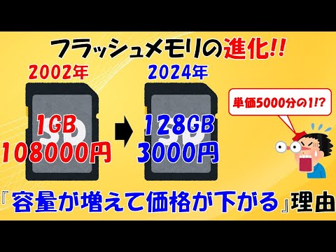 【革命】SDカードの容量が増えるのに安くなるのはなんで？技術のブレイクスルーがスゴイ!【フラッシュメモリ】【3Dメモリ】