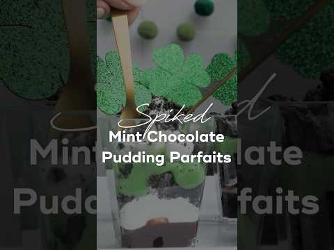 Spiked Mint Chocolate Pudding Parfaits (boozy St. Patrick's Day dessert idea) #shorts #stpatricksday