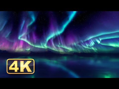 4K Northern Lights with Calming Music! 1 Hour Relaxing Screensaver! Aurora Relaxing Meditation Video