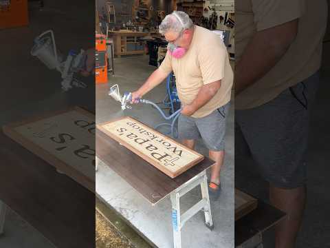 Spraying some lacquer. #finish #spray #wood