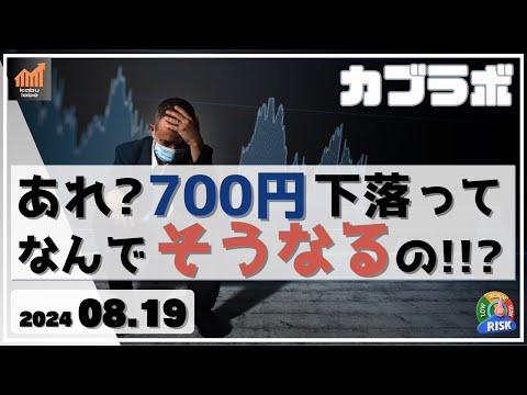 【カブラボ】8/19 日経平均 700円下落で先週末の上昇が台無し！なんでそうなるの？理由を考察！