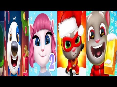 Talking Tom Gold Run VS Talking Tom Hero Dash  Talking Angela 2 Talking Hank Islands Christmas 2024