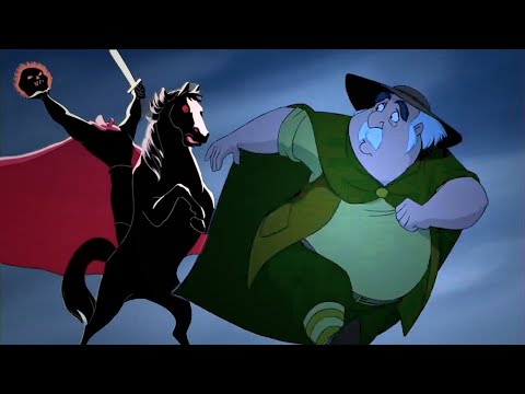 The Headless Horseman chases Belle's father