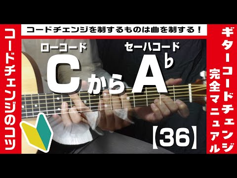 【36】ローコードCからセーハコードA♭へのコードチェンジのコツ 【ギター初心者レッスン】