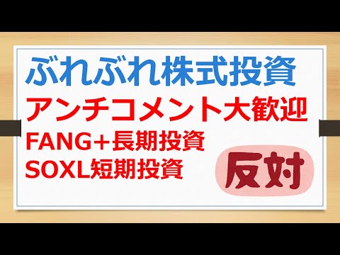 ぶれぶれ株式投資、アンチコメント大歓迎、FANG+長期投資、SOXL短期投資【有村ポウの資産運用】241004