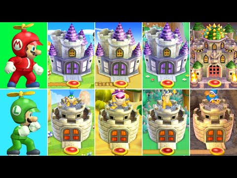 New Super Mario Bros Wii - All Castles & Towers (2 Player)