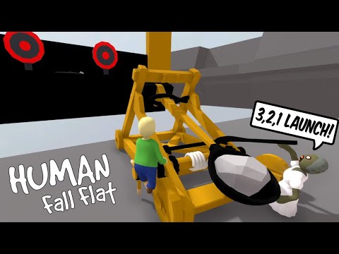 BALDI AND GRANNY SHOOTING TARGETS WITH CATAPULT in HUMAN FALL FLAT