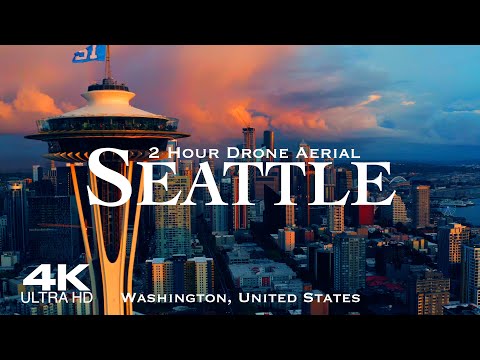 [4K] SEATTLE 2024 🇺🇸 2 Hour Drone Aerial Relaxation Film | Washington USA United States of America