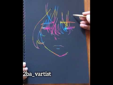 scratching an anime girl with scratch art |2ba vArtist (anime art)