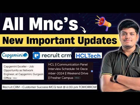 🔥Capgemini Exceller, RecruitCrm, HCLTech Biggest Exam/Interview Update | BATCH: 2021-2025