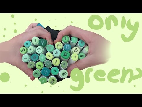 Using ONLY green to create a drawing!  💚🍏🍀