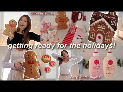 HOLIDAY PREP ❆ decor shopping, setting up the tree, cozy night-in & pink christmas aesthetic