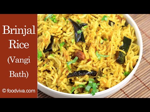 Brinjal Rice Recipe (South Indian Vangi Bath) - Make this rice in 15 minutes using leftover Rice