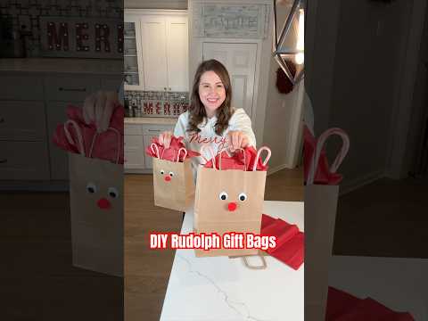 DIY Rudolph Gift Bags for The Holidays #Shorts #HolidayGiftWrap #ChristmasCrafts #HolidayDIY