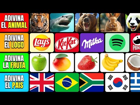 Adivina 100 ANIMALES, LOGOS, FRUTAS, BANDERAS en 3 segundos ⏰🤔