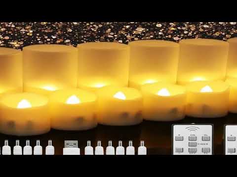 Pack of 12/24 Rechargeable LED Candle with Remote Flameless Flickering Tea Light