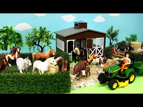 Horses Cattle and Chickens on the Farm | Farm Fun Toys For Kids