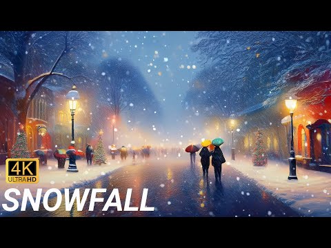 Falling Snowflakes in Calming Winter Street Background Loop 🌨️