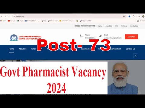 Government pharmacist vacancy  2024 | Uttarakhand  | Uttarakhand pharmacist vacancy 2024 | 73 post