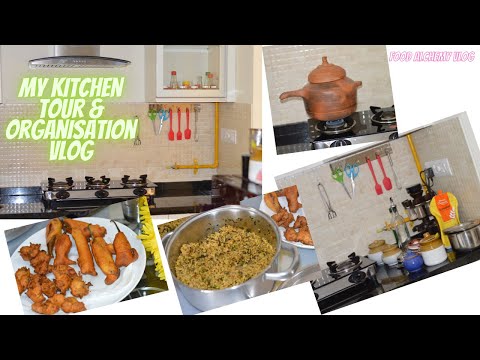 Vlog 6 - My Kitchen Tour & Organisation Vlog | Prep Lunch - Mirchi Bajji, Methi Rice & Methi Bajji