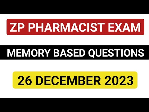 ZP PHARMACIST EXAM 26TH DECEMBER 2023 | ZP EXAM MEMORY BASED QUESTIONS