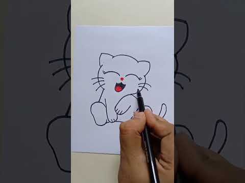 easy cute cat drawing step by step #viralvido #shorts #catdrawing #youtubeshorts  #easyartwithbiplab