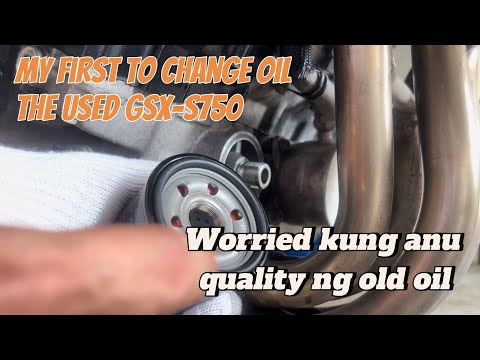 First change oil on our used Suzuki GSX-S750 | a bit worried on the old oil status