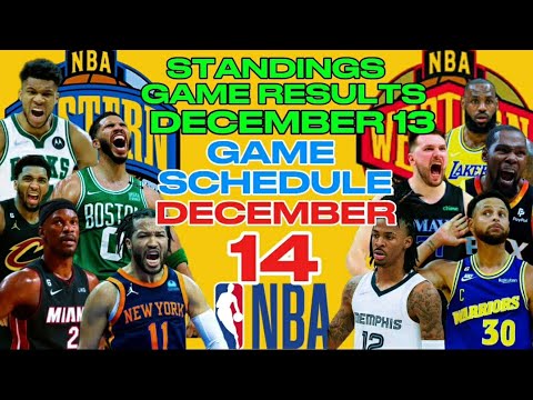 NBA TEAM STANDINGS | NBA GAME RESULTS DECEMBER 13,2024 | NBA GAME SCHEDULE DECEMBER 14,2024