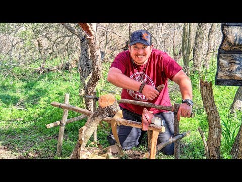 5 Days Alone at Bugout Camp - Day 5 - Primitive Camp Table - Overnight Adventure