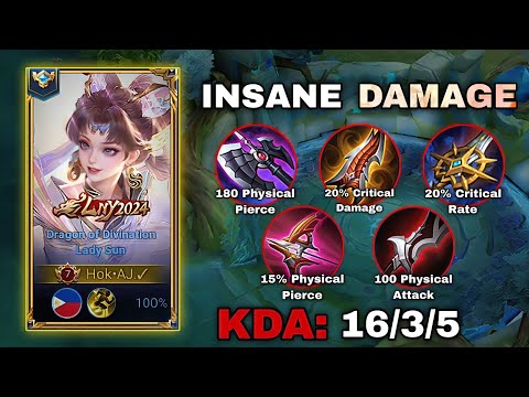 LADY SUN INSANE DAMAGE + AGGRESSIVE PLAY + QUADRAKILL GAMEPLAY | HONOR OF KINGS